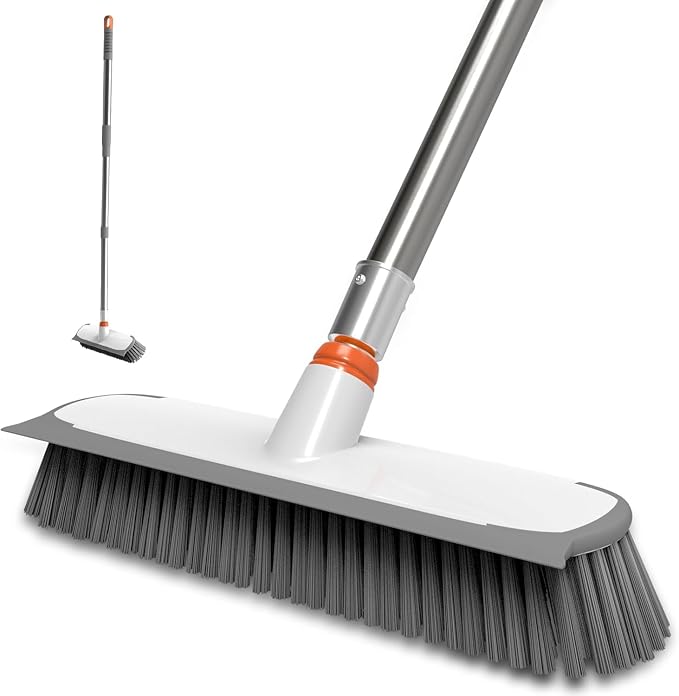 BITOPE Deck Scrub Brush with Long Handle, Heavy Duty Floor Cleaning Brush by BITOPE