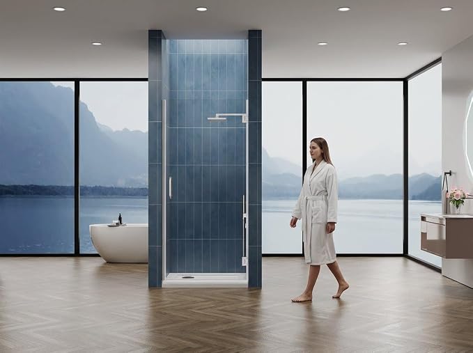 Framelss Hinged Shower Door, 3/8" Tempered Glass - Image 7