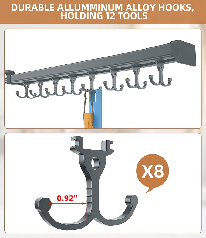 Pull Out Broom Holder, Garage Organization Hooks, - Image 3