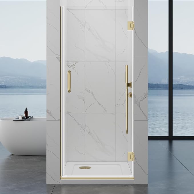 Framelss Hinged Shower Door, 3/8" Tempered Glass by YTSAHSTT