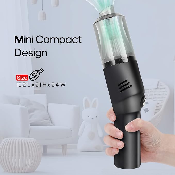 Portable Mini Car Vacuum Cleaner, High Power Cordless Handheld Rechargeable - Image 2
