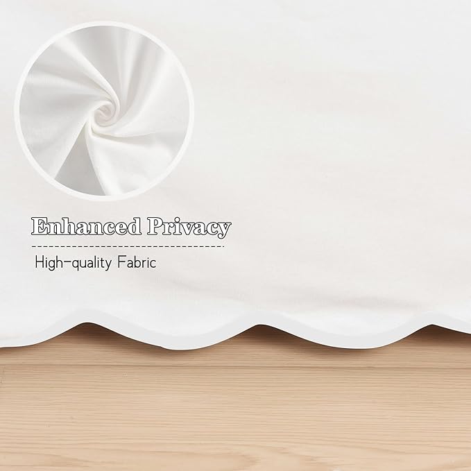 HIG Off-White Chic Twin XL Bed Skirt - Easy Fit Scallop Edge Pleated Bedskirts, 14 Inch Drop Anti-Slip Dust Ruffle, Thick Fabric for Enhanced Privacy, Pre-Washed for Long-Lasting Use(N60022)