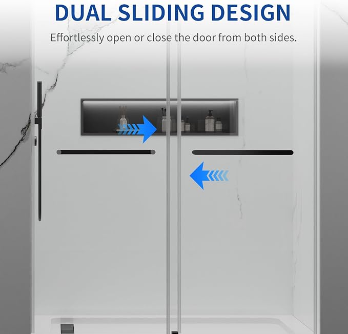 56-60 in. W x 76 in. H Double Sliding Frameless Shower Door, 5/16" Tempered - Image 4