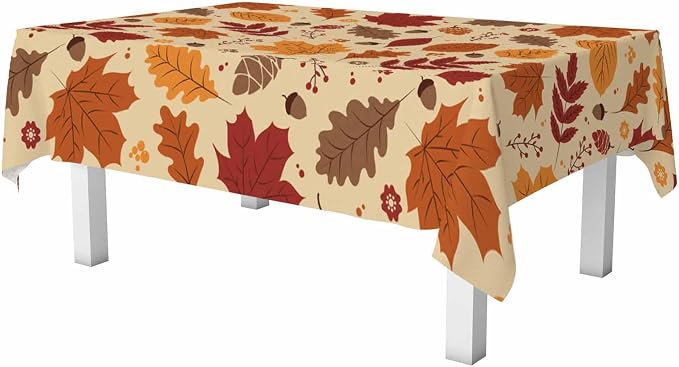 Fall Leaves Table Cloth 52x70 Maple Brown Autumn Pine Nut Harvest Tablecloth by Unknown