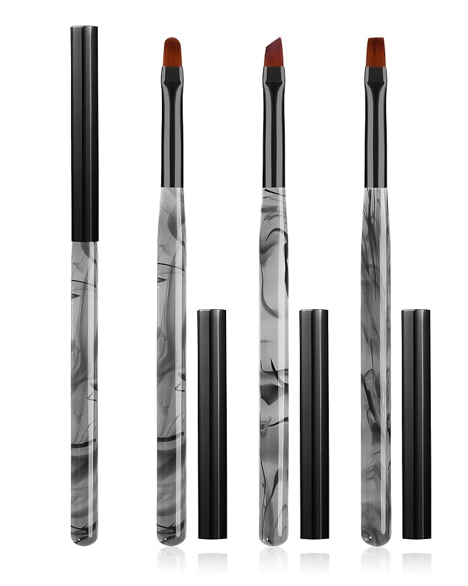 3PCS Nail Polish Clean Up Brush, Round&Falt&Angled Acetone Resistant Nail Brush by AMilHiTon