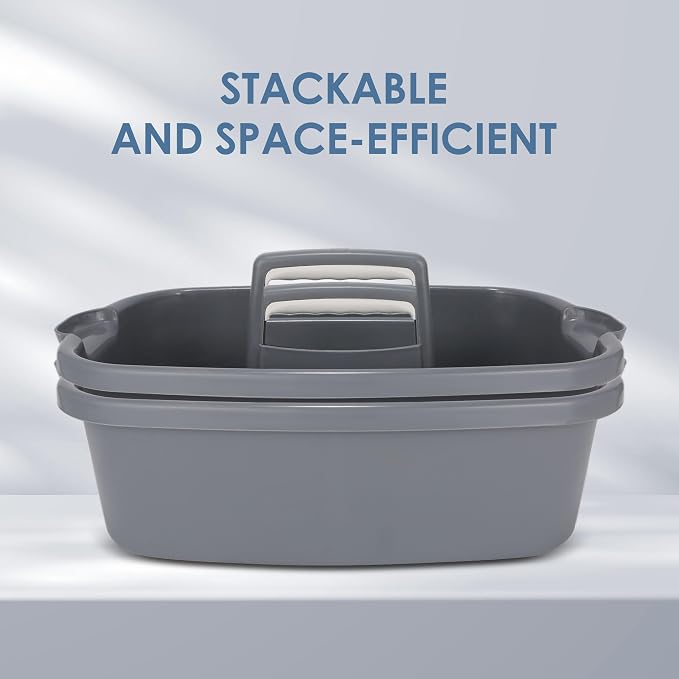 2 Pack Large Cleaning Supplies Caddy Organizer, Portable Shower Caddy Plastic - Image 3