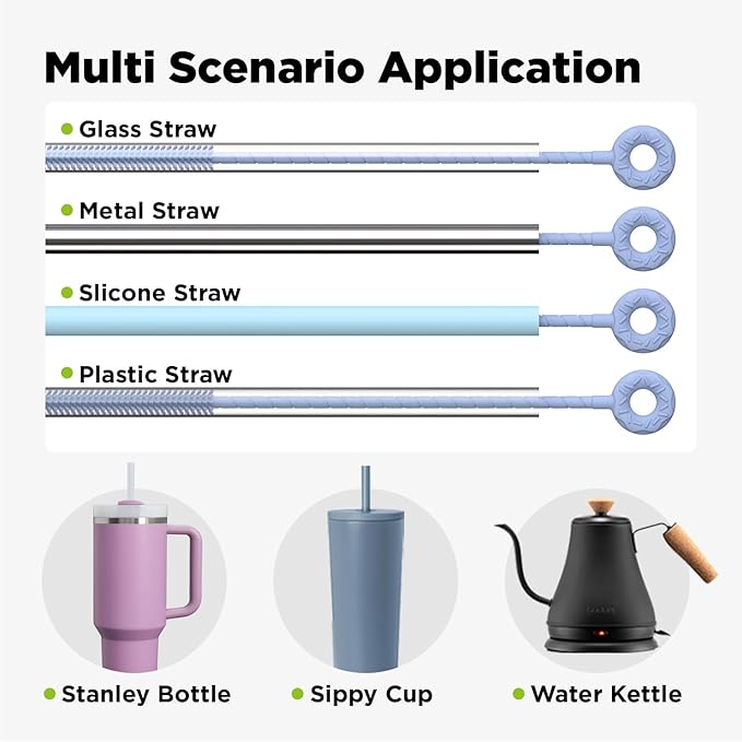 2 Pcs Silicone Straw Cleaner Brush, Extra Long Cleaning Brushes - Image 6