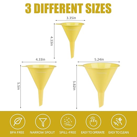 Plastic Kitchen Funnel Set of 3, Round Kitchen Funnels - Image 2