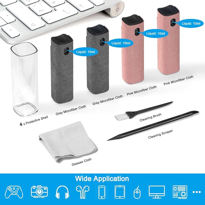 walrfid 4Pcs Car Screen Cleaner, Computer Screen Cleaner Spray and Wipe - Image 2