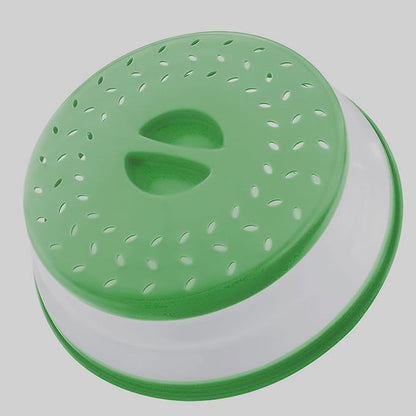 Collapsible Microwave Splatter Cover, 10.5 Inch, Dishwasher-safe, Microwave Plate Cover With Steam Vent，BPA-Free Silicone & Plastic (Blackish green)