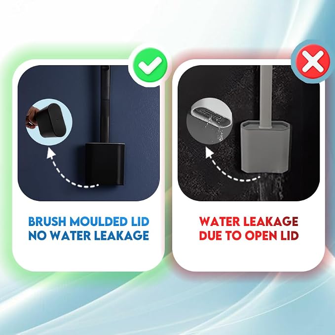 Modern Minimalist Silicone BlackToilet Brush and Holder Set – Pack of 1 Wall - Image 3