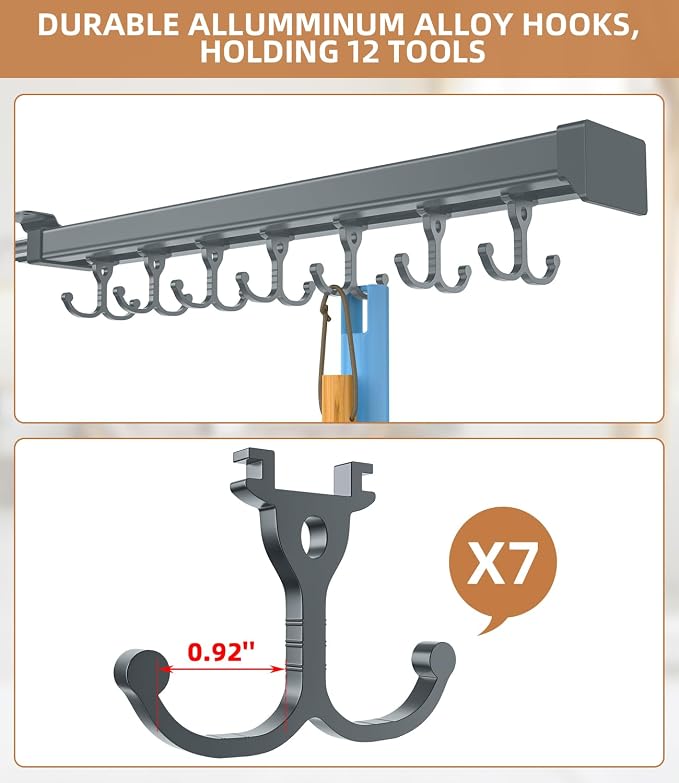 Pull Out Broom Holder, Garage Organization Hooks, - Image 3