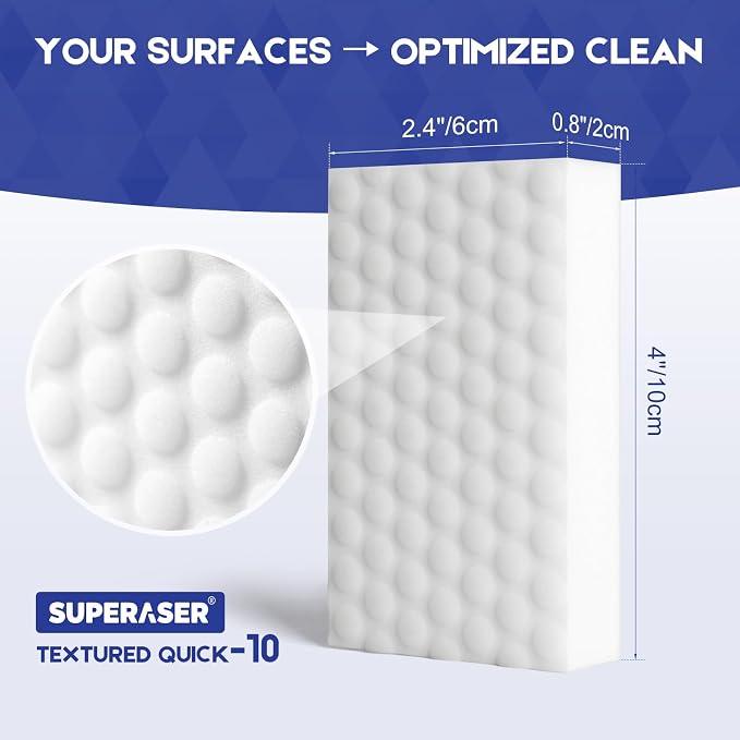 Magic Sponge 10 Pack Textured Quick Series, Effortlessly Erase Scuff Marks and - Image 3