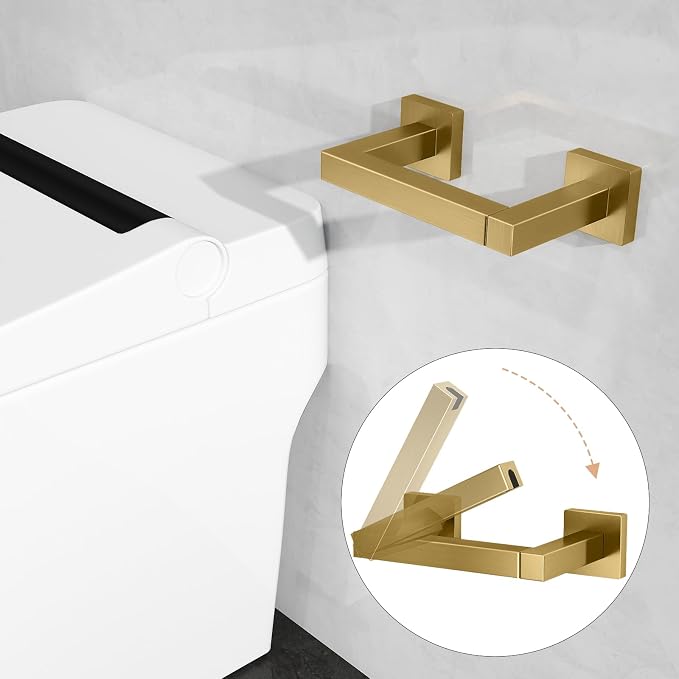 Toilet Paper Holder Wall Mounted Post Pivoting Square Tissue Holders Roll - Image 2