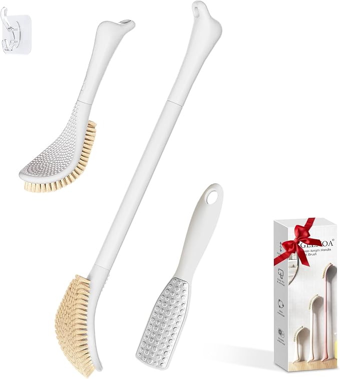 New Foot Brush & Foot File Set, 3-in-1 Foot Scrubber in Shower, by GEENOA