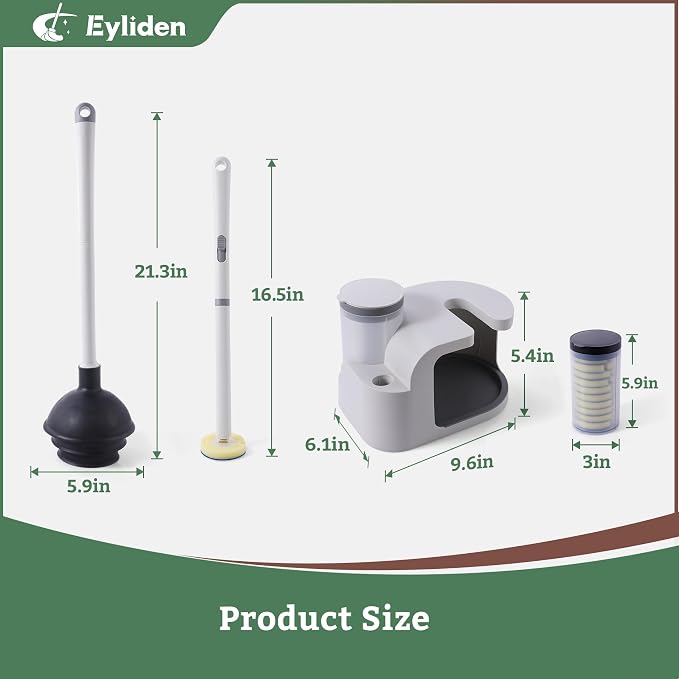 Eyliden Disposable Toilet Brush and Plunger Combo | 2-in-1 Toilet Bowl Wand Kit - Image 2