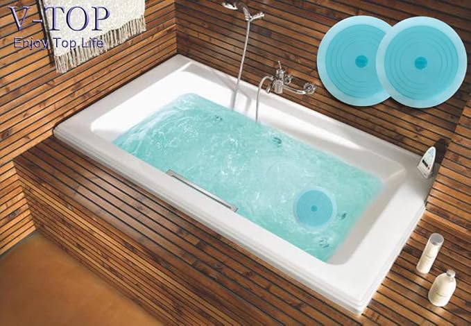 V-TOP Tub Stopper 2 Pack, 6 inches Large Silicone Drain Plug Hair Stopper Flat - Image 4