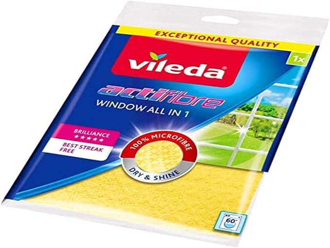 Vileda Actifibre Cloth for Cleaning Glass – Yellow by Vileda