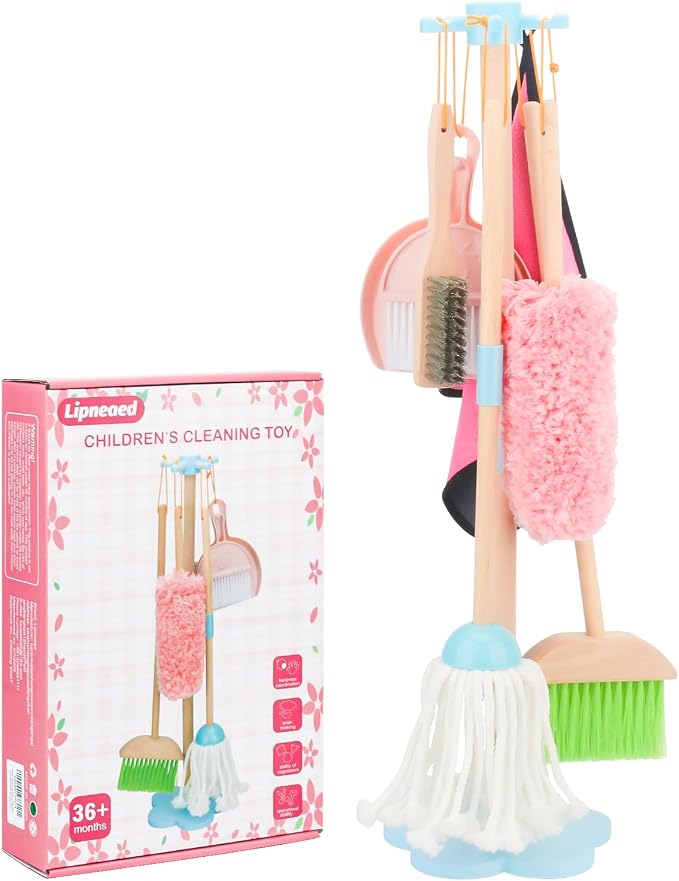 Kids Cleaning Set, Wooden Toddler Broom Set by Lipneaed