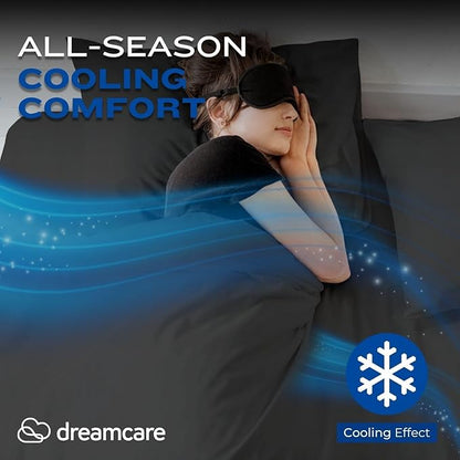 DREAMCARE Full Size Sheets Set - 4 Pcs Cooling Bed Sheets with Up to 15" Deep Pockets - Soft, Long-Lasting 100% Brushed Polyester with Side Pocket (Spa Blue)