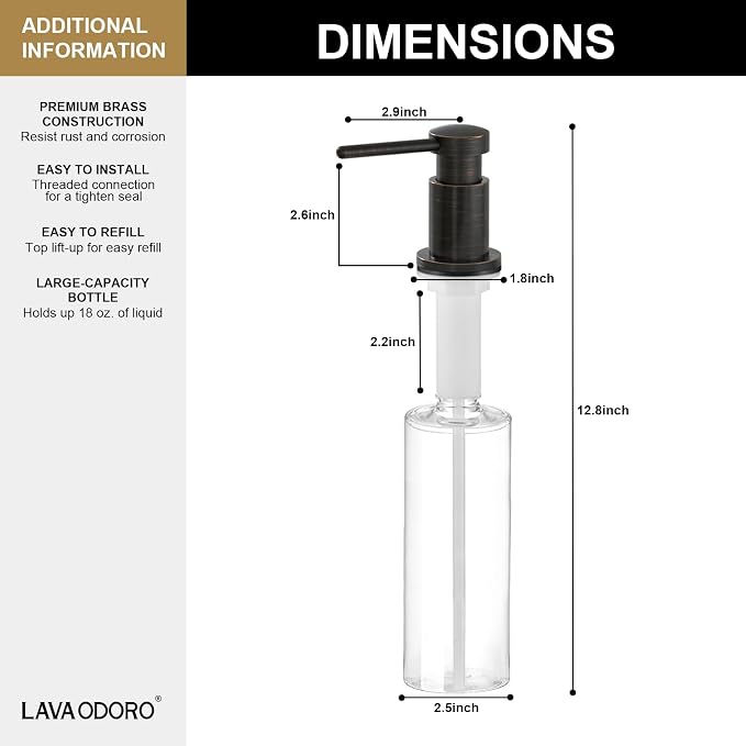 Lava Odoro Bronze Soap Dispenser - Image 6