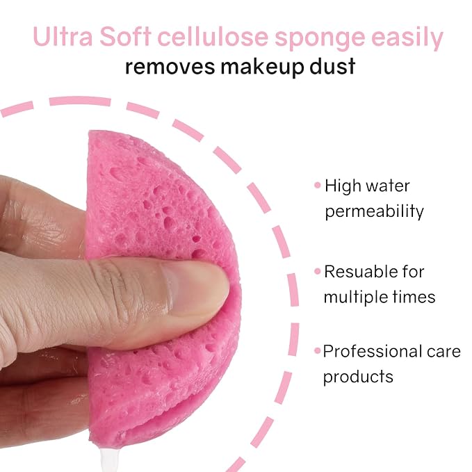 50-Count Compressed Facial Sponges, 100% Natural Cellulose Cosmetic Make Up - Image 3