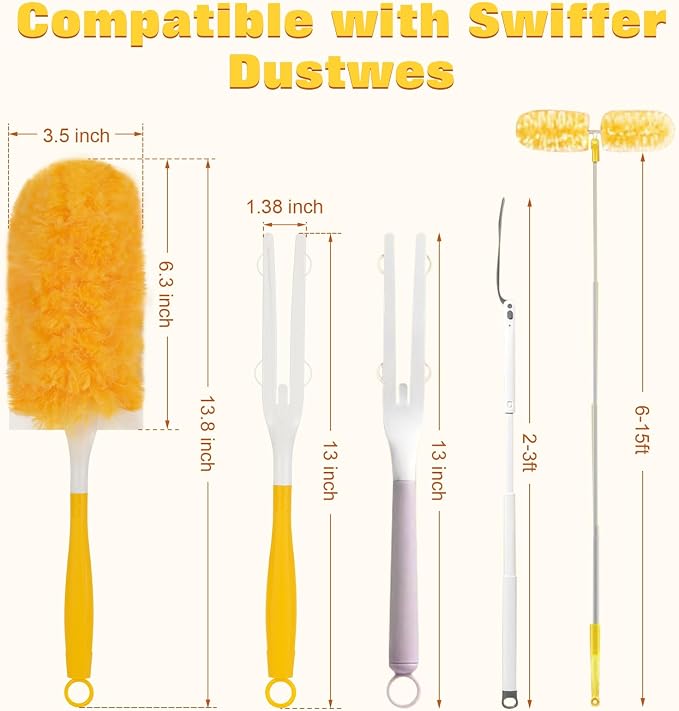 360° Heavy Duty Duster Refills for Swiffer Duster, 30 Pack & 1Handle 4X Faster - Image 7