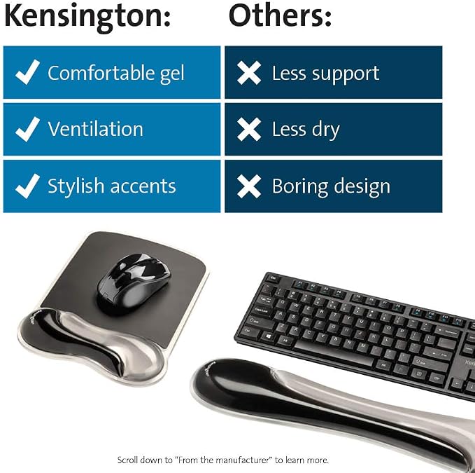 Kensington Mousepad and Gel Wrist Rest, 11-2/5" x 17-7/10", Ergonomic Design - Image 8