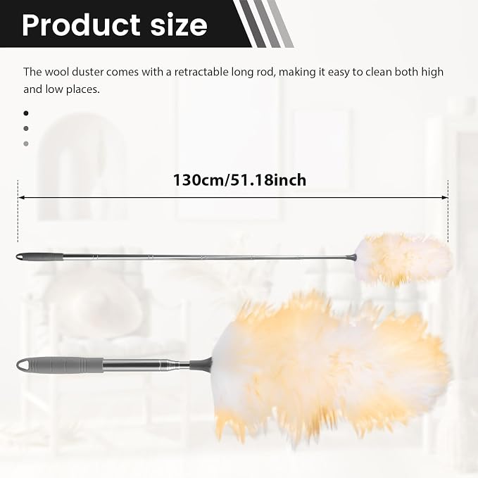 2Pcs Extendable Lambswool Duster Lightweight Ceiling Cleaning Lambswool Duster - Image 2