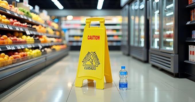 Wet Floor Sign, Slippery When Wet A-Frame Caution Sign, Bright Yellow 2 PACK - Image 6