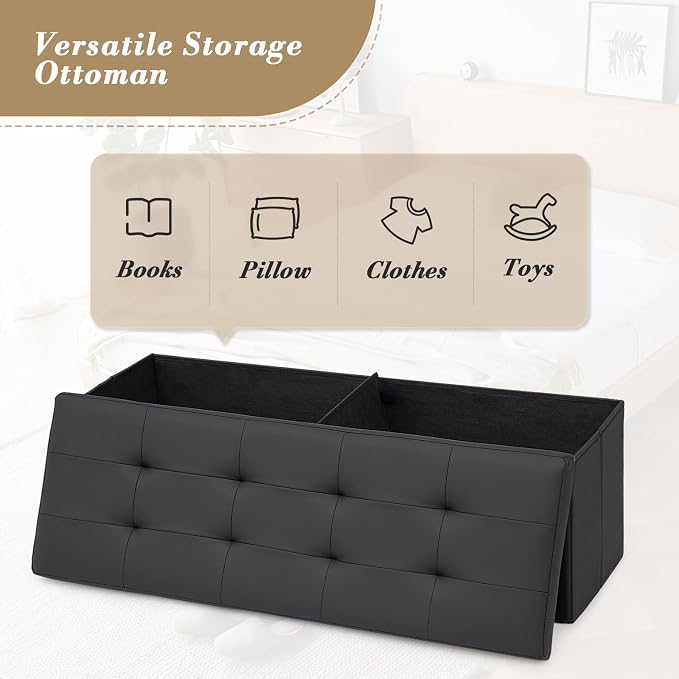 Athena Collection 43" Storage Ottoman Bench Folding Bench - Image 5