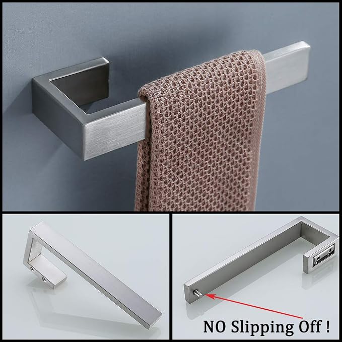 TNOMS 4 Pieces Bathroom Hardware Accessories Set Towel Bar Towel Holder Robe - Image 3