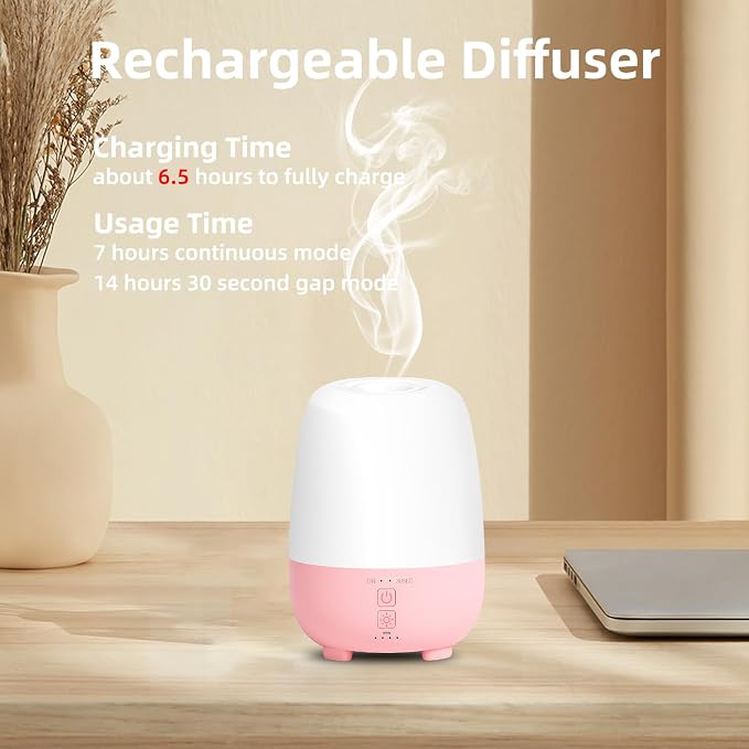 Cordless Essential Oil Diffuser 150ML, Rechargeable Battery, 7H Runtime - Image 2