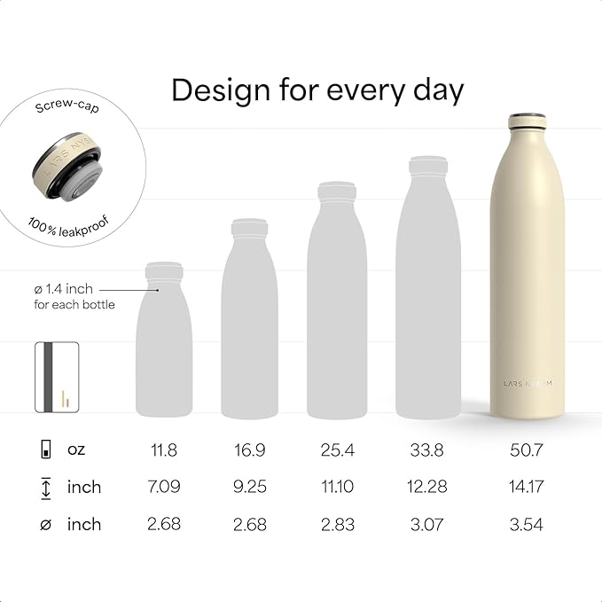LARS NYSØM Stainless Steel Insulated XL Water Bottle 12oz 17oz 25oz 34oz 51oz | - Image 4