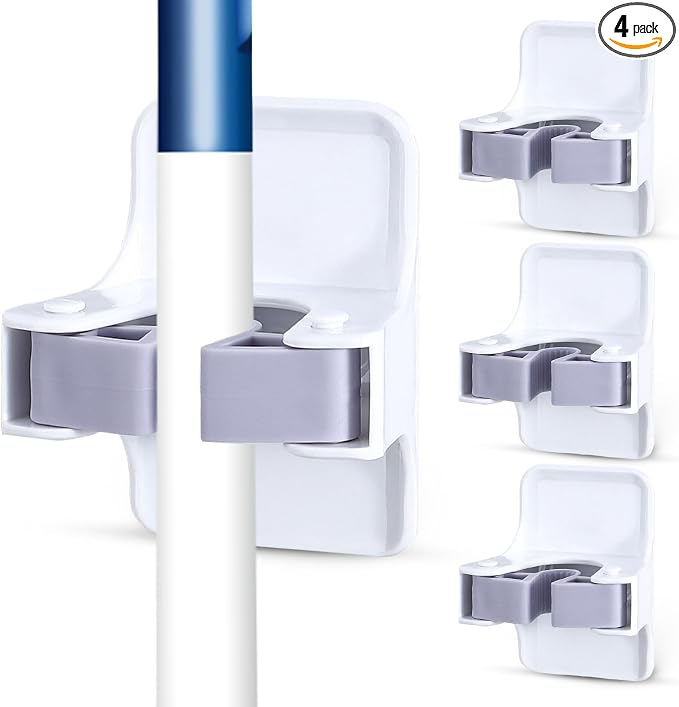 4 Pack Mop and Broom Holder Wall Mount, Self Adhesive Broom Hanger, Mop Gripper by Unknown