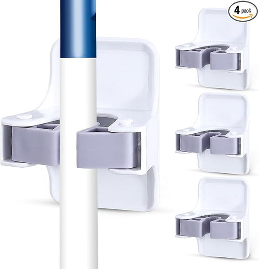4 Pack Mop and Broom Holder Wall Mount, Self Adhesive Broom Hanger, Mop Gripper by Unknown