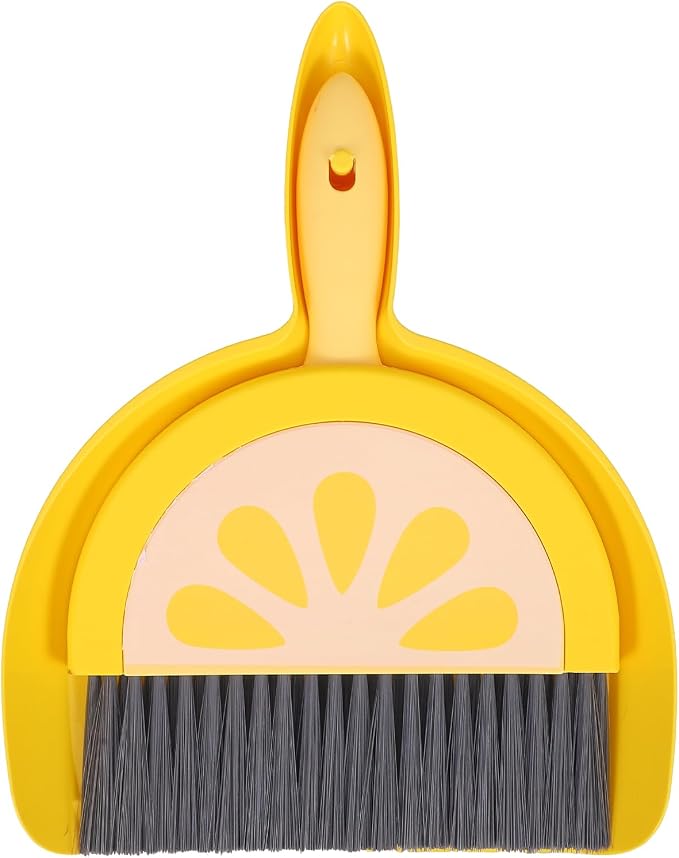 VOSAREA Small Dustpan and Brush Set, Lemon Mini Dustpan and Brush Whisk Broom by VOSAREA