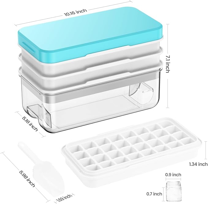 PHINOX Ice Cube Tray with Lid and Bin, 3 Pack Plastic Ice Cube Tray Molds - Image 5