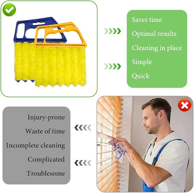 2 PCS Blind Cleaner Duster Tool, Window Venetian Hand-held 7 Finger Dusting - Image 5