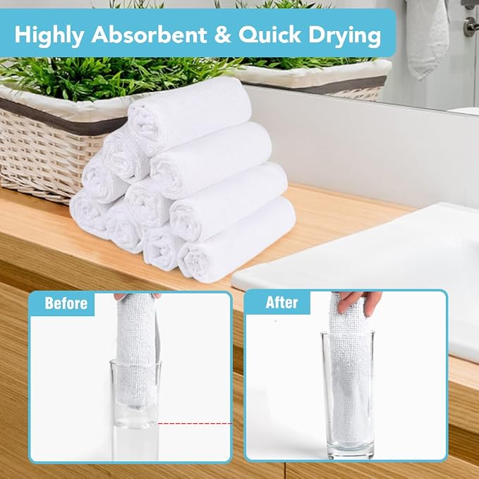 Orighty Washcloths, 20 Pack Microfiber Face Towels, Highly Absorbent and Soft - Image 3