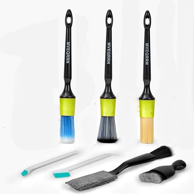 7PCS Car Detailing Brush Set, Boars Hair Car Cleaning Detail Brush kit by MVEQRRNcardetailbrushset