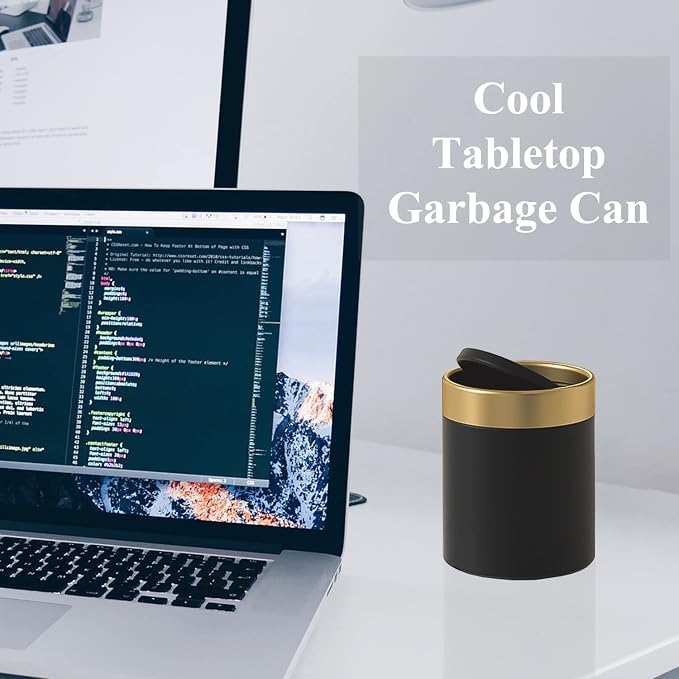 Mini Trash Can with Lid, Metal Small Tiny Mini Trash Bin Can, Mini Countertop - Image 4