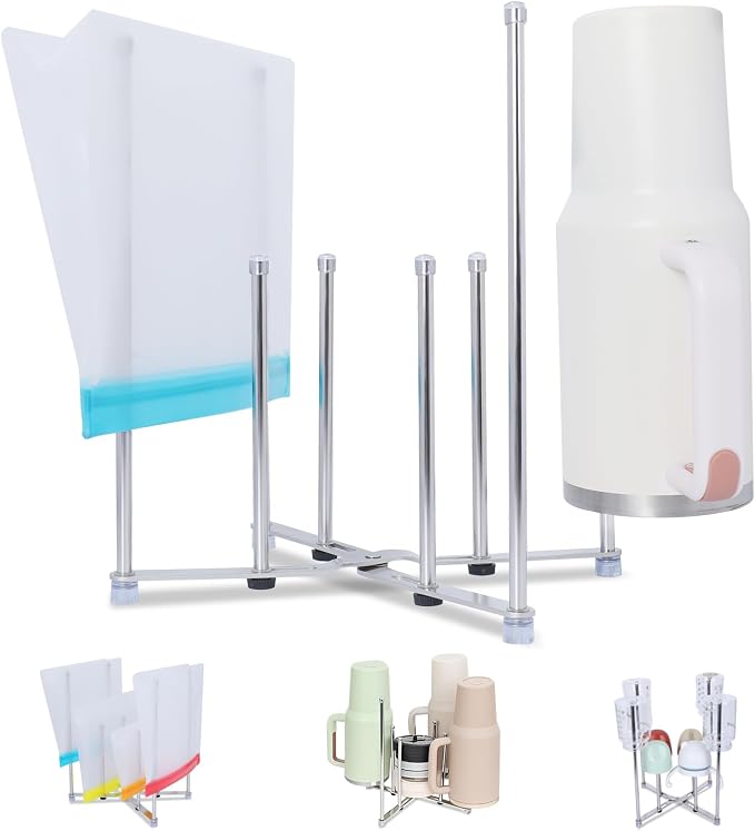 Plastic Bag Drying Holder, Bottle Drying Rack, Collapsible Cup Draining Rack by Goging