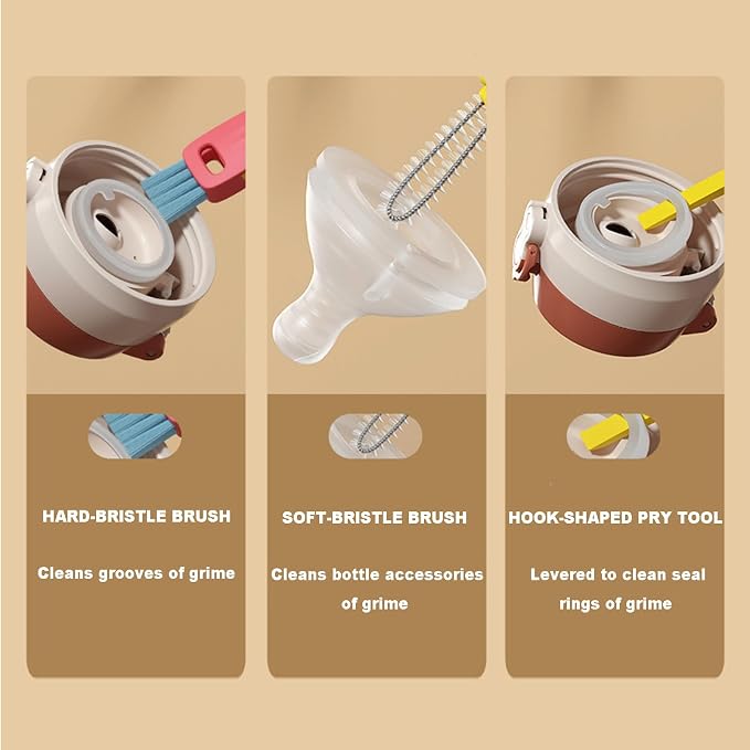 3 in 1 Cup Lid Gap Cleaning Brush Set Multifunctional Cup Lid Gap Cleaner - Image 5