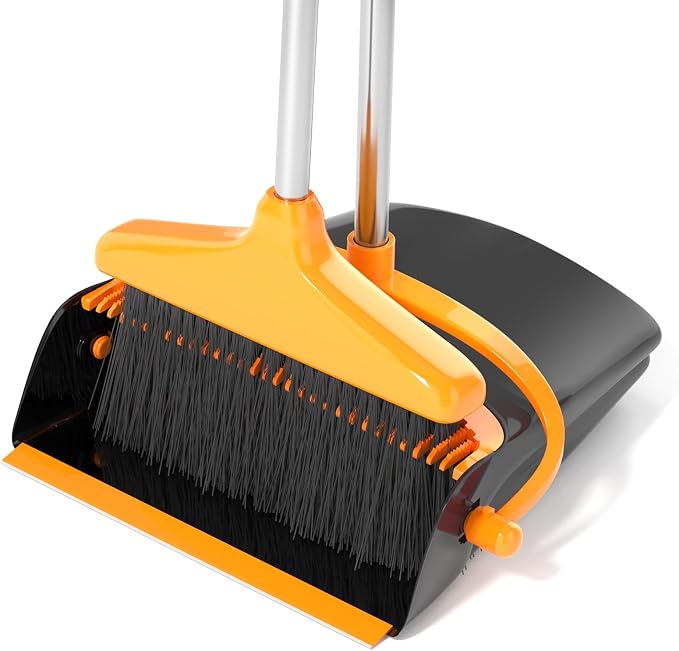 Broom and Dustpan Set for Home Long Handle Extendable Standing Dust Pan for by AstronautNebulaProjectorSui