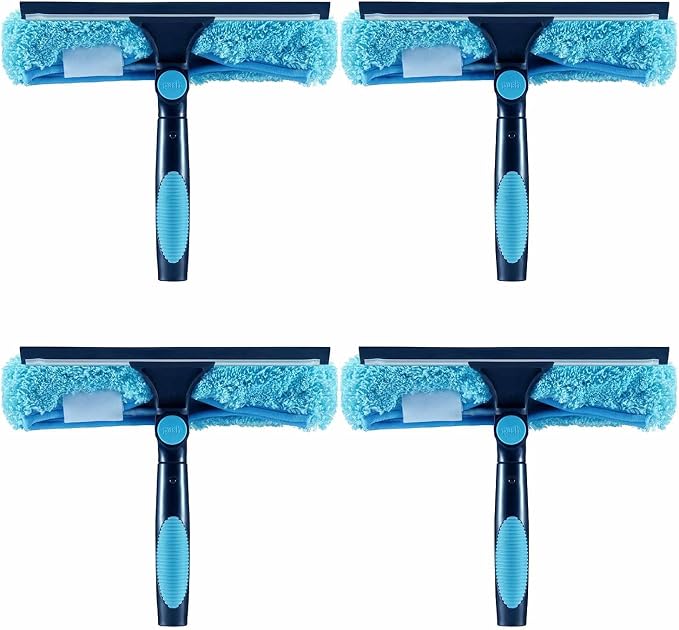 11" Window Squeegee and Microfiber Scrubber 2-in-1 Combo Cleaning Tools by HICAVAR