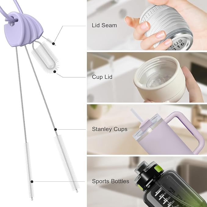 YOTIME Standing Straw Cleaner Brush Set, 4in1 Reusable Straw Brushes - Image 5