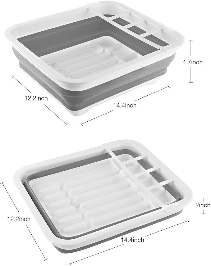 THANSTAR Collapsible Dish Drying Rack Portable Dinnerware Drainer Organizer - Image 3