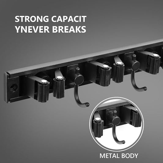 YA MI Mop holder, broom holder, stainless steel wall hanging tool storage device - Image 2