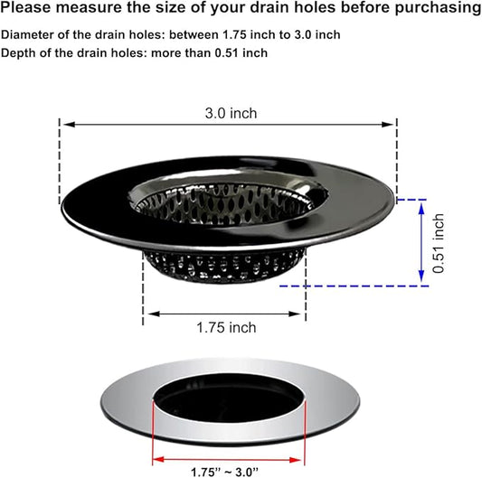 1.75" Bathtub Drain Strainers, Shower Drain Hair Catchers, Stainless Steel - Image 2